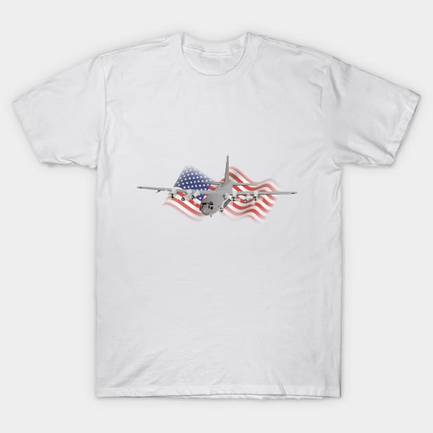 Air Force AC130 Gunship with American Flag T-Shirt by NorseTech